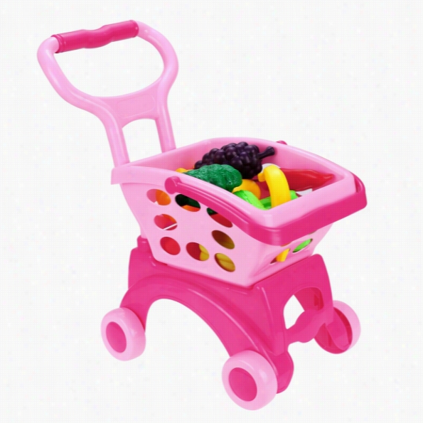 New Arshiner Children Kids Little Supermarket Shopping Cart With Vegetable And Fruits Above 3y