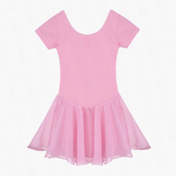 New Arshiner Ids Girl's Wear Short Sleeve Round Neck Leotard Dress For Ballet