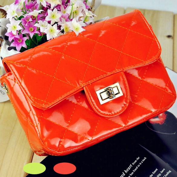 New Fasihon Women's Candy Color Synthetic Leather Handbag Shoulder Bag Dinner Person