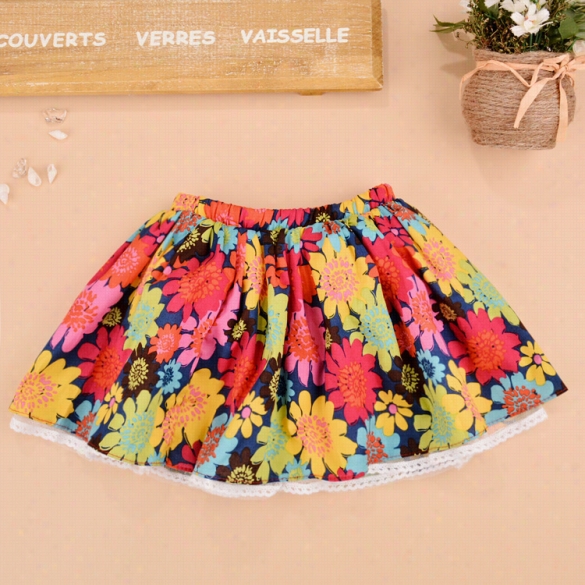 New Kids Girl's Cause By Friction Cute Print Multicoor Patchwork Casual Layered Mini Skirt