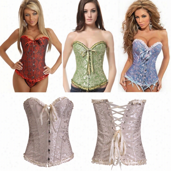 New Lady Women's Sexy Retro Vintage Style Corset Bustier Gstring Set