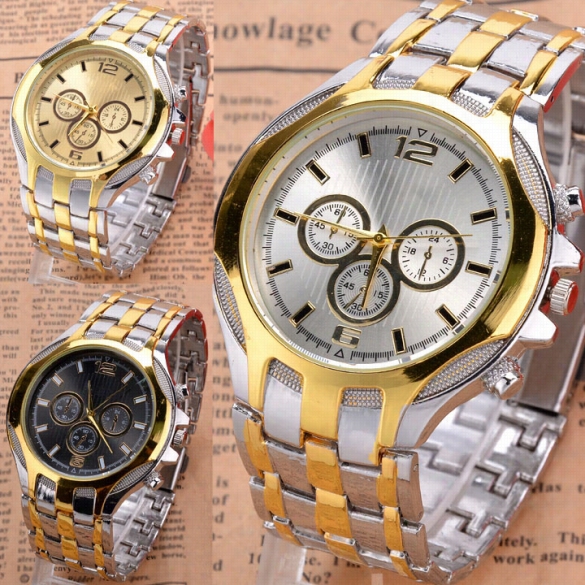 New Men's Fashion Sport Buusiness Stainless Steel Belt Quartz Watch Wristwatches