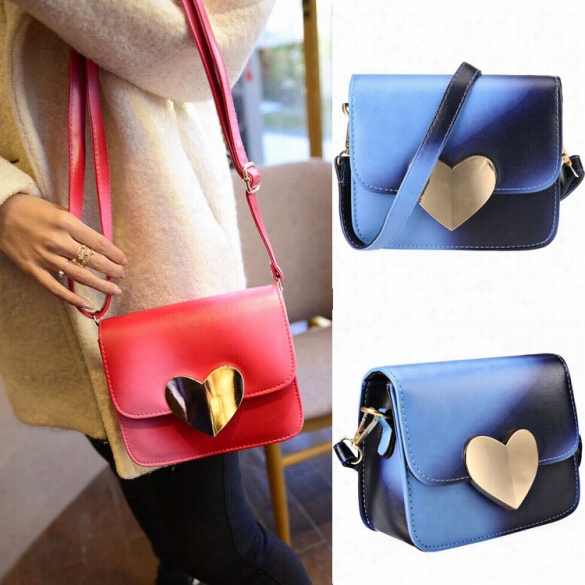 New Womn Ko Rean Candy Colors Synthetic Leather Peach Heart Small Satchel Shoulder Sack