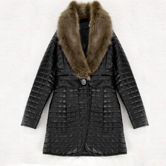 New Women Winter Warm Fur Ring Grow Thick Coat Overcoat Long Jacket