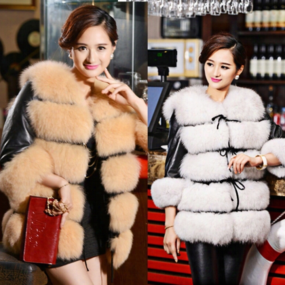 Neww Women's Fashion Slim Round Neck Parka Faux Fur Winte Coat Jacket