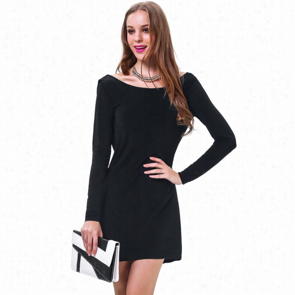 Stylish Ladeis Women Protracted Sleeve Acreer Party Backless Bodycon Mini Slim Dress