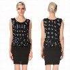 Angvns Stylish Lady Women's Fashion Sleeveless O-Neck Polka Dot Falbala Elegant Dress