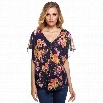 New Stylish Finejo Women Casual Chiffon Sleeveless V Neck Floral T-shirt Blouse