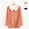 New Sweet Women's Girl Doll Collar Long Sleeve Bowknot Chiffon Shirt Blouse 3 Colors