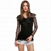 Stylish Lady Women's New Fashion Lace Stitching Long Sleeve V-Neck T-Shirt