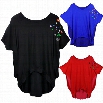 Women Lady Round Neck Rhinestone Embellished Short Sleeve Loose Tops Blouse T-Shirt