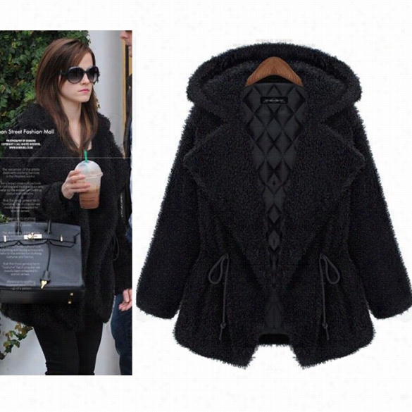 Winter Fashion Woomen's Warm Hooded Fur Coat Lapel Put A ~ On Para Jacket Outerwear