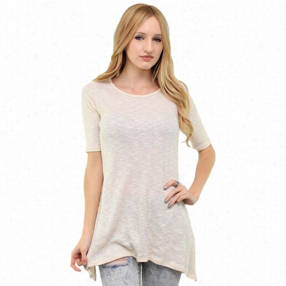 Women Fashion Casual Round Neck Short Sleeve Lace Stitching Deep Solid Irregular Tshirt Tops