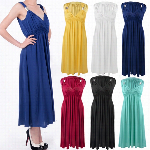 Womens Sleeveless Spring Coil Maxi Dress Ladies A ~ Time Jersey Stretch Maxi Dress