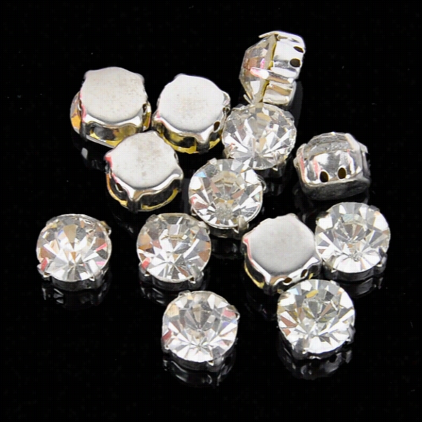 50pcs Crystal Rhinestone Jeselry Accessories Silver Plated Polyhedron Beads