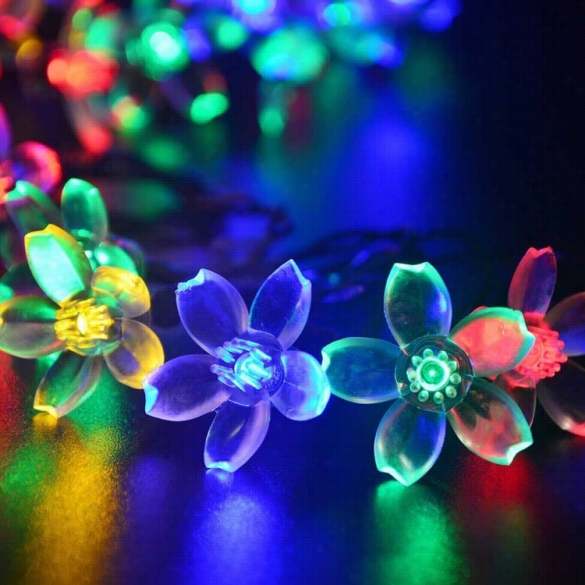 7m 50 Led Solar Flower String Light Multi-color Waterproof Christmas Party Outdoor Decor Light