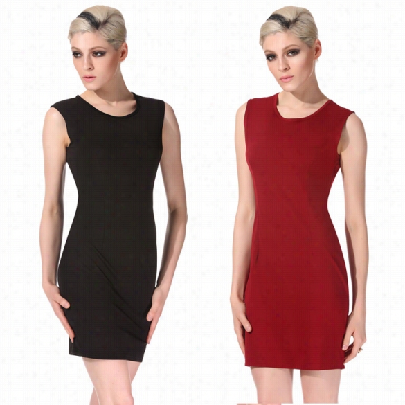 Angvns Stylish Lady Women's Fa Shion Sleeveless O-neck Sexy Sllim Bodycon Dress