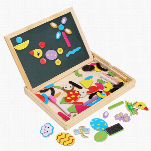 Arshiner Colorful Catoon Wooden Easel M Agnetic Puzzle Drawing Writing Board Children Education Toys