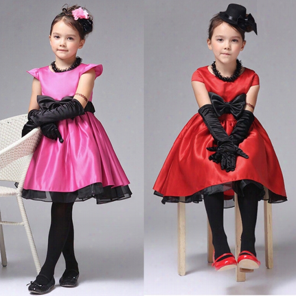 Baby Girl'skids Dresses Princess Clothing With Bow Elegant Children Party Formal Dress