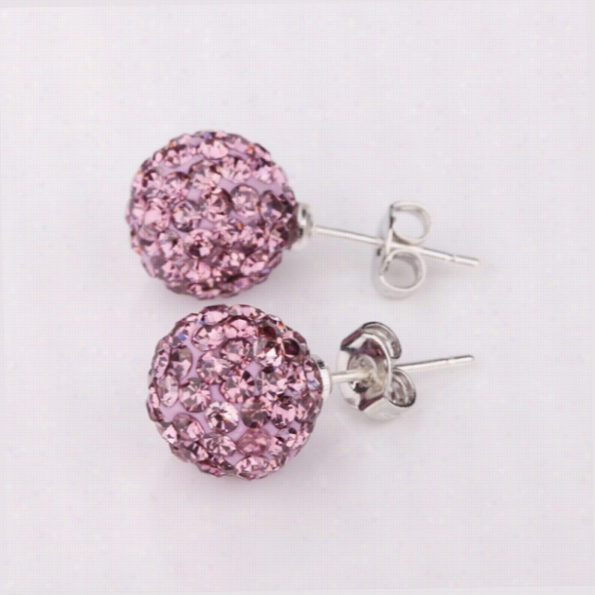 E013nickle Released Factory Price Freeshipping Wholesale Fashion Silverr Crystal Earrings Shamballa Jewelry For Women
