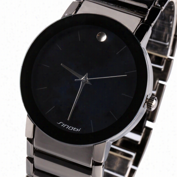 Fashion Classic Men's Black Stainless Steel Leissure Sport Wrist Watcch