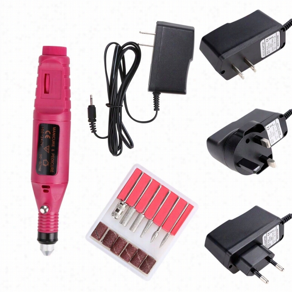 Firmly Nail Art Drill Kit Set Electric File Bffer Bits Acrylic Portable Salon Machine Us"eu"uk Plug