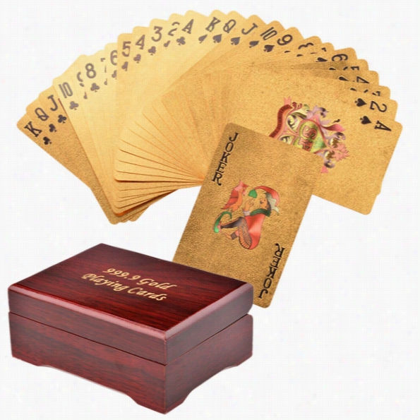 Very Warm Fashio 54 Pieces Gold Foil Plated Plastic Poker Game Enterta Inment Playyingc Ards Setwith Case