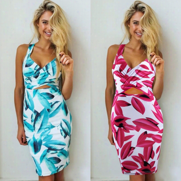 Hot Fashion Multi-color V-neck Package Hip Cross Straps Hollow Out Nightclub Bodycon Ddess