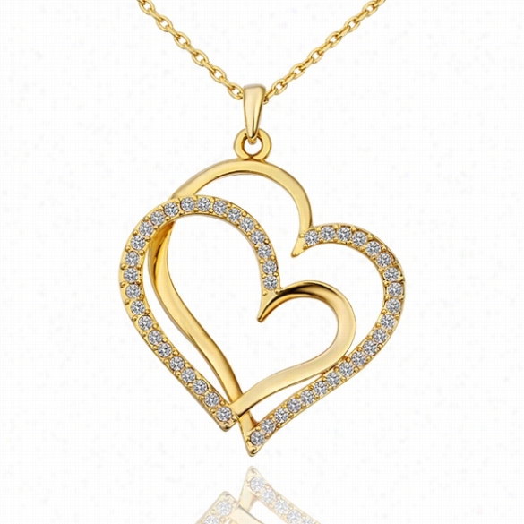 N584 Wholesale Nickle Free Anntiallegric 18k Real Gold Love Heart Shape Pendant Necklace Foor Women Free Shipping