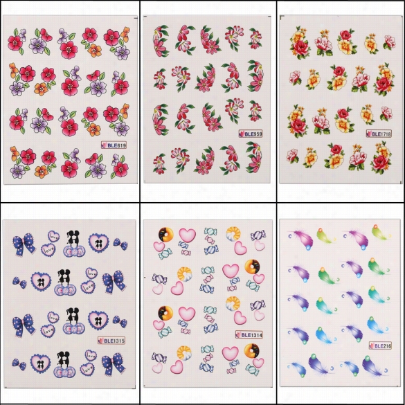 New 50 Sheets Mixed Flow Er Butterfly Design Nail Art Water Transfer Stickers