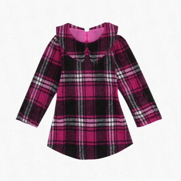 New Cute Kids Girls Doll Coollar Pullover Long Sleeve  Plaid Slim Long Outwear Cowt