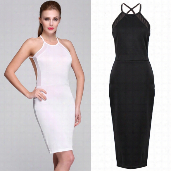 New Fashion Lady's Wo Men's Sexy Backless Hatler Dress Bodycon  Slim Pencil Dress