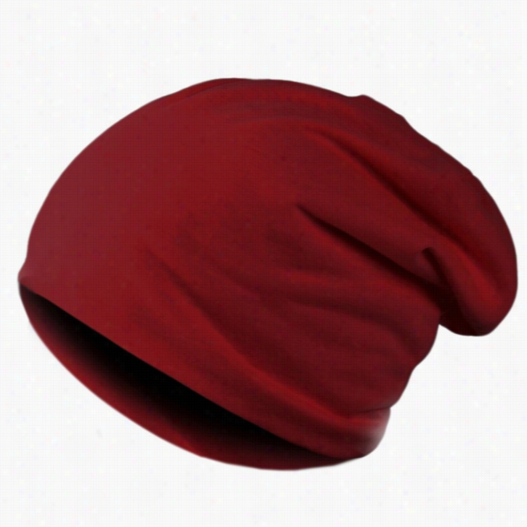 New Solid Color Unisex Hip-hop Cap Beanie Hat Winter Slouch 7 Colors One Size Elastic