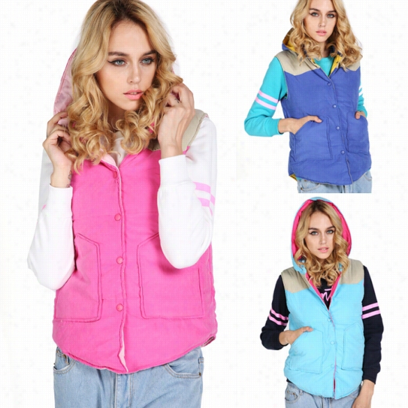 New Fashionable Ladies Hoodded Sleeveless Vesture Coat Jacket Bodywarmer Top Womens