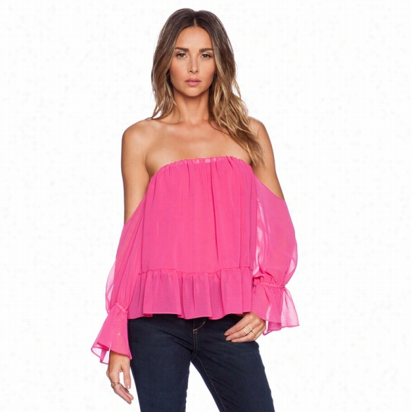 New Stylish Lady Women's Fashion Petal Sleeve Off Shoulder Sexy Chiffon Blouse