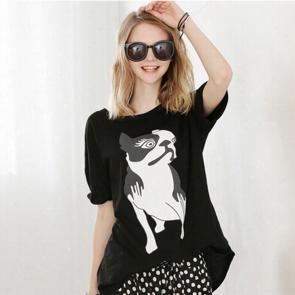 New Stylish Lady Women's Fashioon Short Sleeve  O-neck Leisure Animal Pattern Printed T-shirt