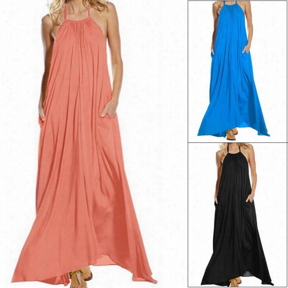 New Syylish Lady Wom En's Halter  Loose Sleeveless Evenong Party Gown Dress