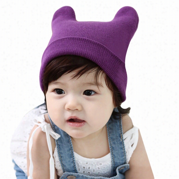 Newborn Baby Boy Girl Toddler Winter Cap Solid Lovely Knittign Hedging Soft Warm Ear Hats Cap