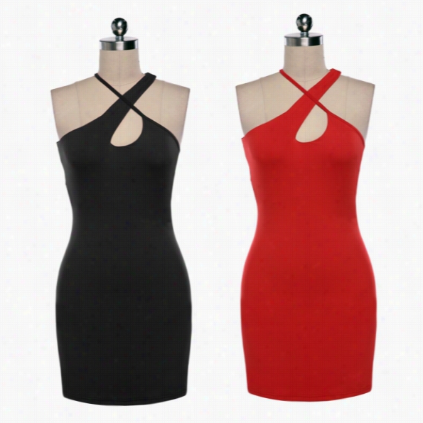 Srxy Women Asymmetri Cross Ba Ckless Bodycon Party Cocktail Evvening Club Miini Drress