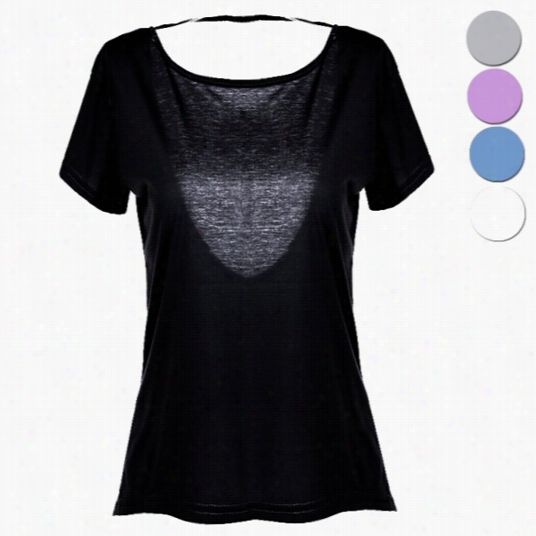 Stylish Aldy Woomen's Casual Irregluar Short Sleeve O-neck Backless Sexy T-shirt