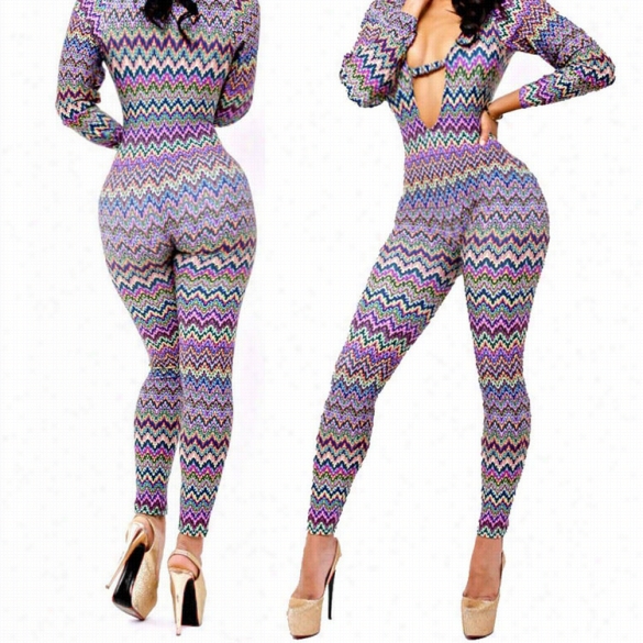 Stylish Lady Women's Fashion Cas Ual Sexy Long Sleeve Long Jumpsuit Rompwr