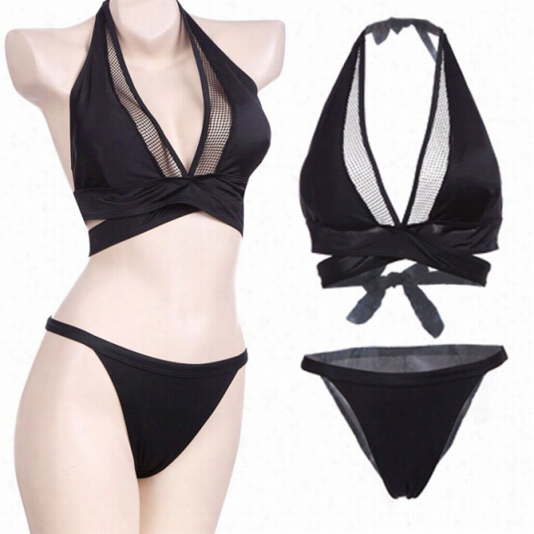 Stylish Sexy Women's Halter So Lid Bikinis Set Beach Swimsuit Swimwear