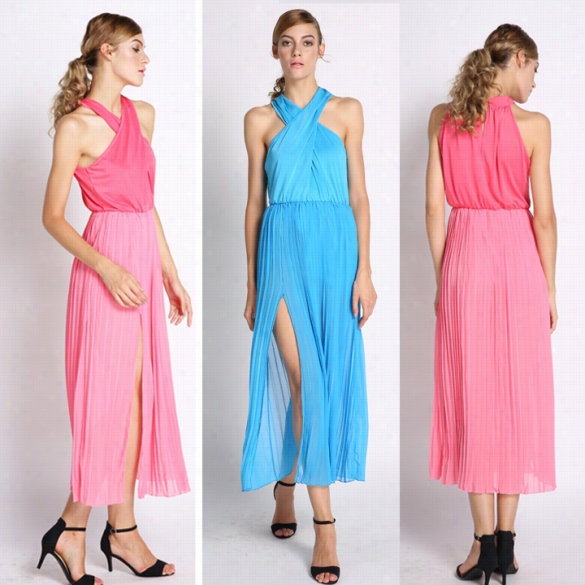 Summer Chiffon Fashion Women's Sexy Backless Asymmetric Dress Sundress Casual