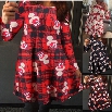 Fashion Ladies Women Cute Round Neck Long Sleeve Christmas Print Dress