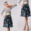 Stylish Lady Sexy Women's Fashion Knee-length Floral Printed Pleated Skirt