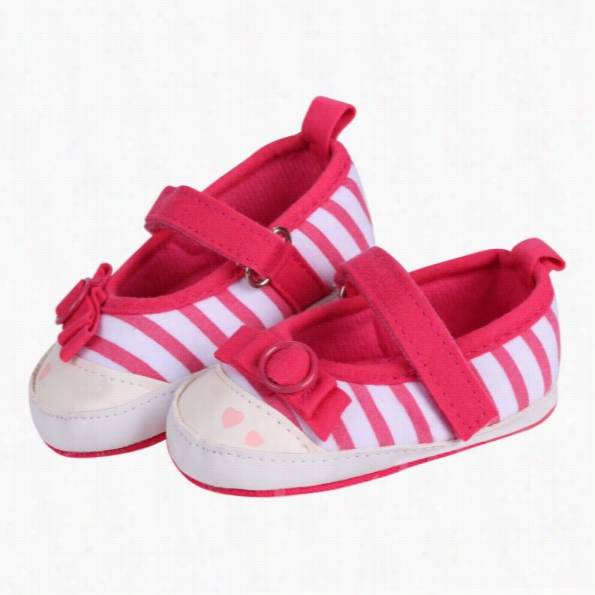 Unisex Baby Girls Boys Mellifluous Sole Striped Canvas Prewalker Sneker Crib Shoes