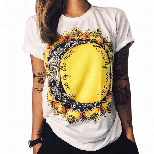 Unisex Women Men Fashion Accidental Round Neck Short Sleeeve Print T-sshirts Top Tees