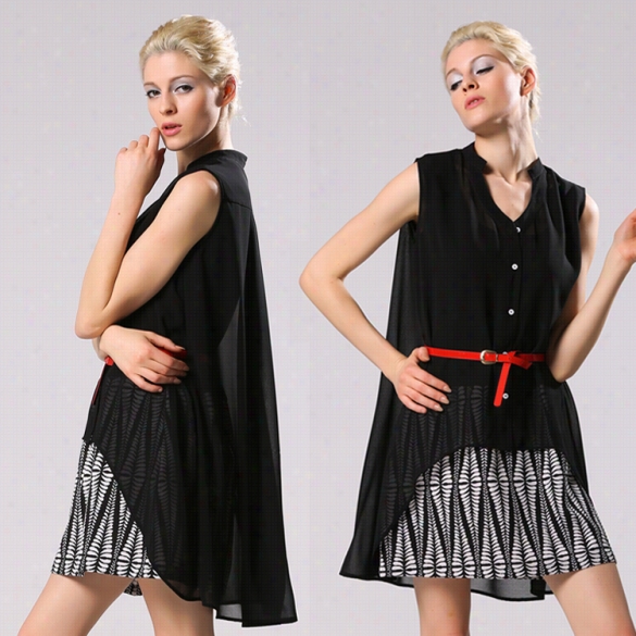 Women's Sexy Elegant Vintage Style Slim Printf Alse Two-piece Dresses