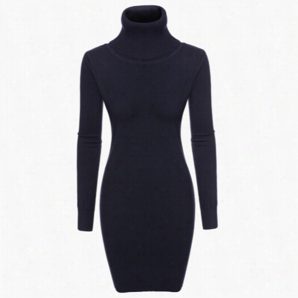 Zeagoo Womenn Accidental Kni Tturtle Neck Long Sleeve Bodycon Slim Sweater Dress