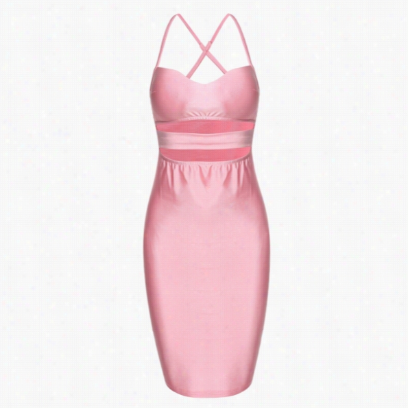 Zeagoo Women Sim Sexy Hollow Out Bodycon Bandage Party Pencil Dress